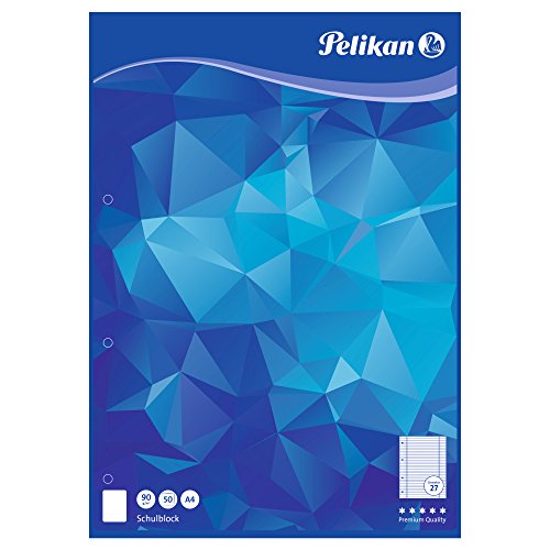 Pelikan 100045 Schulblock A4, 50 Blatt, Lineatur 27 (liniert), Schulschreibpapier, 90g/m², FSC Mix, weiß von Pelikan