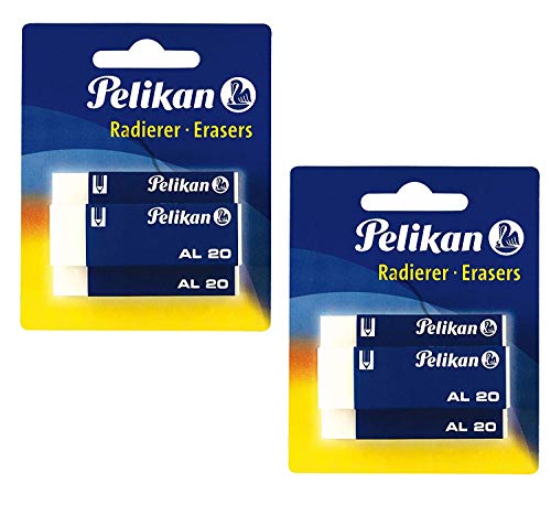 Pelikan 620112 Kunststoff-Radierer AL20, 2X 3 Stück (65 x 12 x 21 mm | weiß) von Pelikan