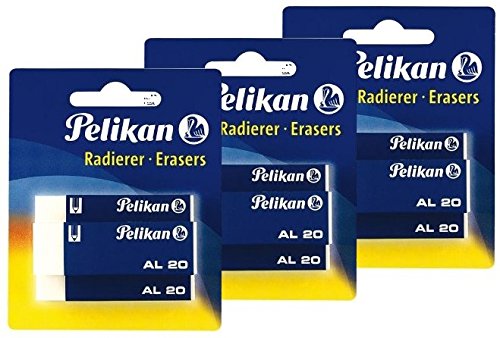 Pelikan 620112 Kunststoff-Radierer AL20 (3, 65 x 12 x 21 mm | weiß) von Pelikan