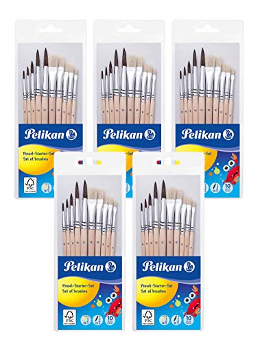 Pelikan 700405 Pinsel Starter-Set mit 5 Haar- und 5 Borstenpinseln (5er Pack) von Pelikan