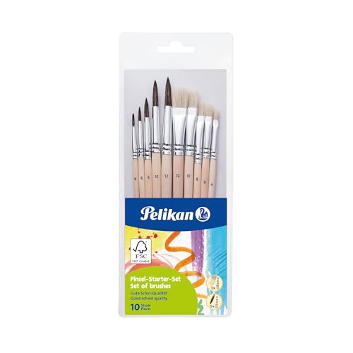 Pelikan 700405 Pinsel Starter-Set mit 5 Haar- und 5 Borstenpinseln von Pelikan