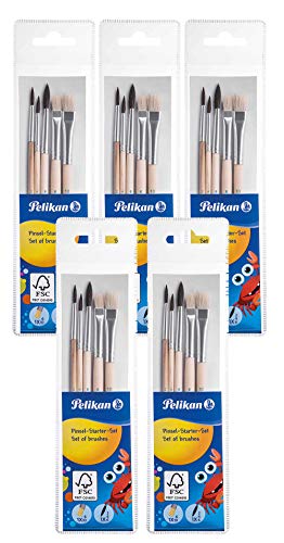 Pelikan 718163 - Pinsel Starterset (3 Haarpinsel, 2 Borstenpinsel) (5er Pack / 5tlg.) von Pelikan