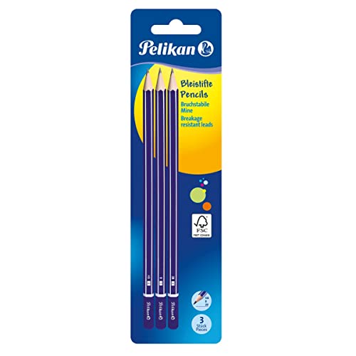 Pelikan 807418 Bleistifte in 2B/B/HB, auf Blisterkarte, Violett, 3 Stück (1er Pack) von Pelikan