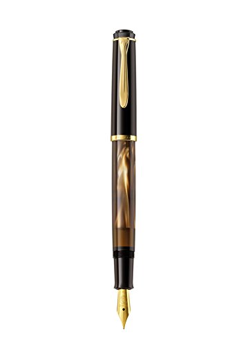 Pelikan 808842 - Füllfederhalter Linea M200 Classic, Marmorbraun/Schwarz, Details aus 24 K Gold, Feder aus Edelstahl, Größe F von Pelikan