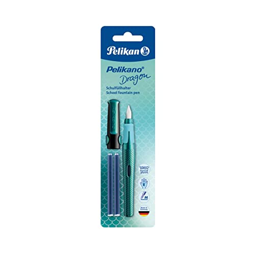 Pelikan 817110 Füllfederhalter Pelikano Dragon für Rechtshänder P480, Feder M + 2 Tintenpatronen von Pelikan