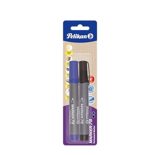 Pelikan 950170 Permanent Marker 711, 2 Stück schwarz/blau von Pelikan