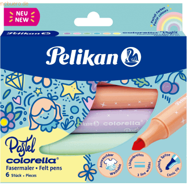 Pelikan Fasermaler Colorella Pastell 411/FS VE=6 Farben pastell von Pelikan