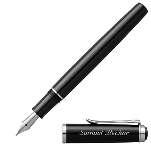 Pelikan Füllfederhalter Classic P 205 Schwarz mit Namen personalisiert Silber-glänzende Beschläge von Pelikan