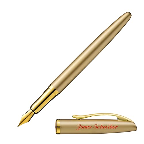 Pelikan Füllfederhalter JAZZ NOBLE ELEGANCE Gold mit Namen farbig personalisiert von Pelikan