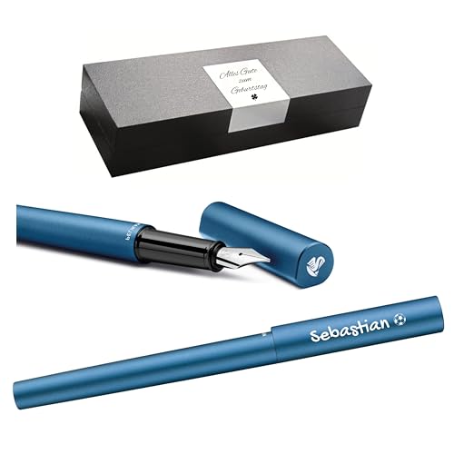 Pelikan Füllhalter Ineo® Elements P6 mit Gravur Geschenk - einzigartige Stifte mit Namen - personalisierte Geschenke zu Weihnachten - Füllfederhalter personalisiert (Petrol-Blau) von Pelikan