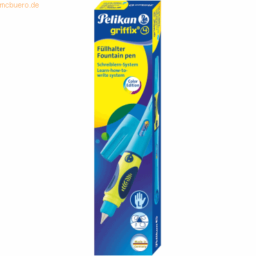 Pelikan Füllhalter griffix neon Fresh Blue Feder L Linkshänder Faltsch von Pelikan