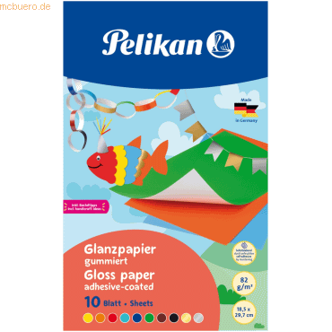 10 x Pelikan Glanzpapier 232 M/10 30x18cm 10 Blatt farbig sortiert von Pelikan