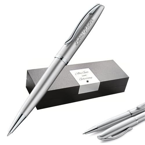 Pelikan Jazz® Noble Elegance K36 Kugelschreiber mit Gravur Geschenk - einzigartige Stifte mit Namen - personalisierte Geschenke - Kugelschreiber personalisiert (Silber) von Guoml