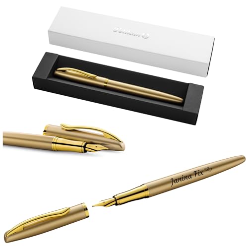 Pelikan Jazz® Noble Elegance P36 Füllhalter mit Gravur Geschenk - einzigartige Stifte mit Namen - personalisierte Geschenke - Füllfederhalter personalisiert (Gold Gelb) von Pelikan