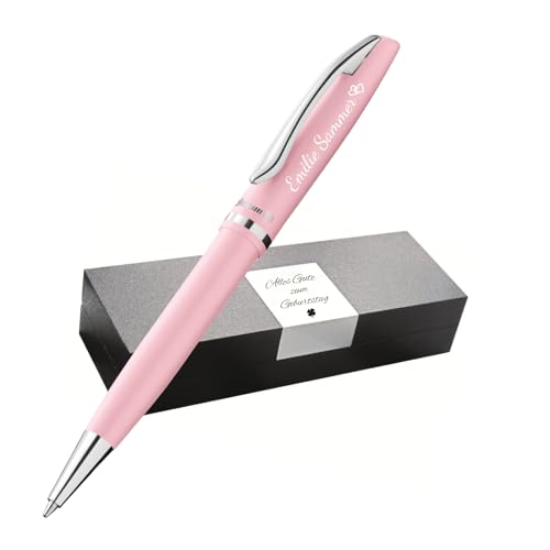 Pelikan Jazz Kugelschreiber farbig personalisiert Geschenk einzigartige Stifte mit Namen - personalisierte Geschenke zu Weihnachten - Kugelschreiber personalisiert (UV-Druck, Pastell-Rose) von Pelikan