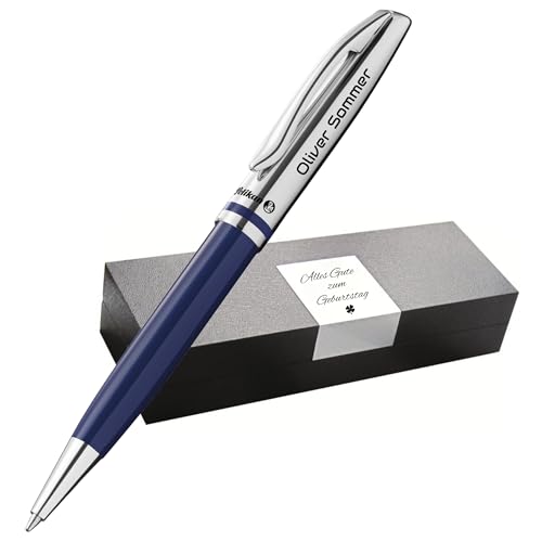 Pelikan Jazz Kugelschreiber mit Gravur Geschenk - Kugelschreiber - einzigartige Stifte mit Namen - personalisierte Geschenke zu Weihnachten - Kugelschreiber (Gravur, Dunkelblau) von Pelikan