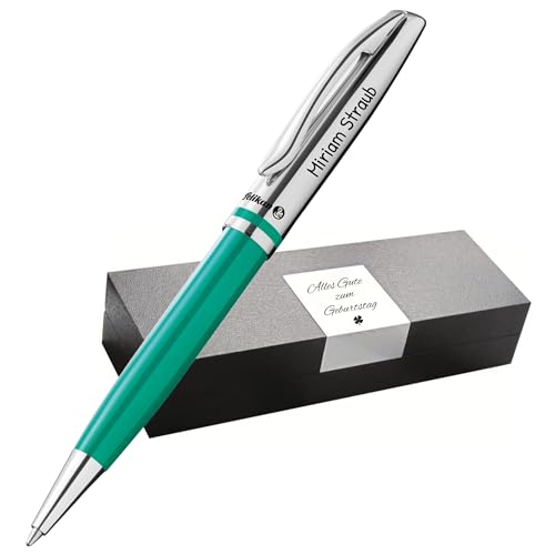 Pelikan Jazz Kugelschreiber mit Gravur - Geschenk - Personalisierte Geschenke zu Weihnachten - Kugelschreiber personalisiert (Gravur, Türkis) von Pelikan