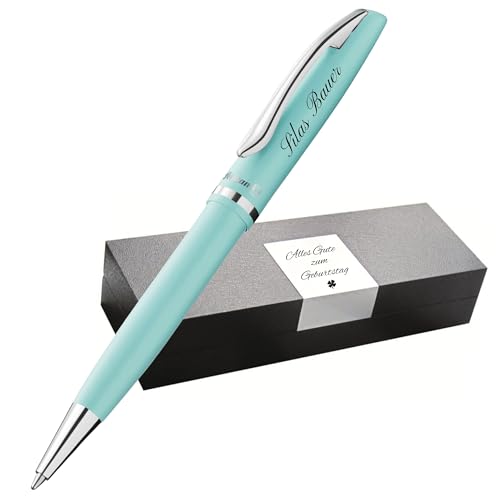 Pelikan Jazz Kugelschreiber mit Gravur Geschenk - einzigartige Stifte mit Namen - personalisierte Geschenke zu Weihnachten - Kugelschreiber personalisiert (Gravur, Pastell-Mint) von Pelikan