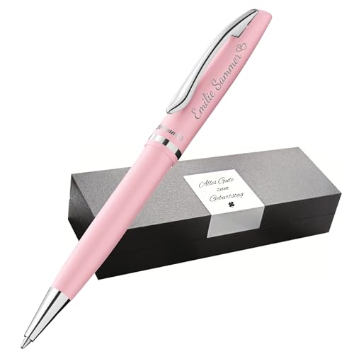 Pelikan Jazz Kugelschreiber mit Gravur Geschenk - einzigartige Stifte mit Namen - personalisierte Geschenke zu Weihnachten - Kugelschreiber personalisiert (Gravur, Pastell-Rose) von Pelikan