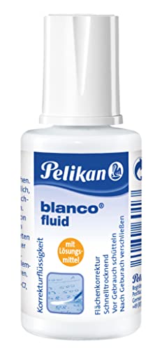 Pelikan Korrekturfluid blanco flüssig, 20 ml, mit Lösungsmitel, 10 Flaschen im Papp-Display von Pelikan