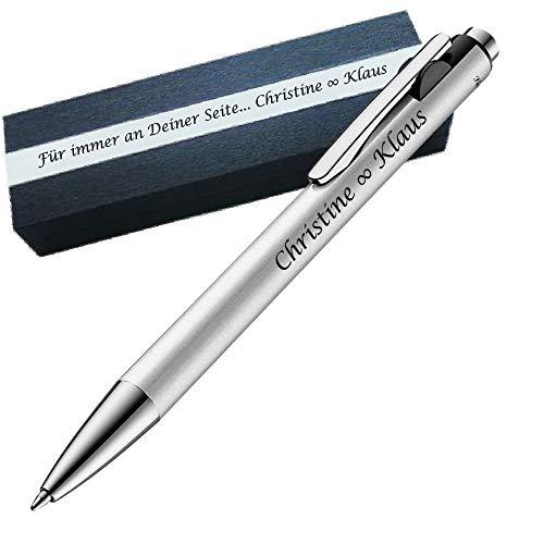 Pelikan - Kugelschreiber Farbe Silber mit Gravur als Geschenk & Wunschsymbol Geschenkverpackung Snap Metallic Silber PS44 von Pelikan