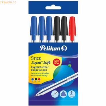 Pelikan Kugelschreiber Stick K86s super soft blau, schwarz, rot VE=6 S von Pelikan