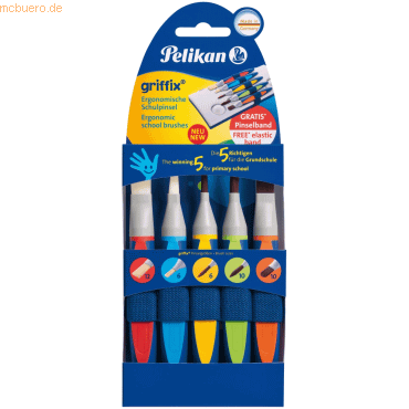 Pelikan Pinsel-Set griffix Synthetik VE=5 Stück Trägerkarte von Pelikan