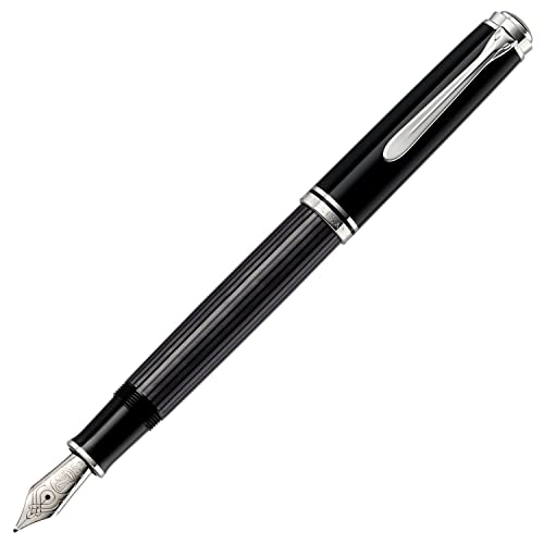 Pelikan Premium M805 Füllfederhalter, Feder B Plume schwarz/grau von Pelikan