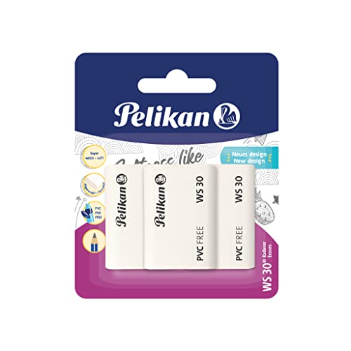 Pelikan Radiergummi WS30, aus Kunststoff, 3 Stück, 606226 von Pelikan