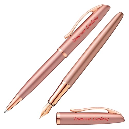 Pelikan Schreibset JAZZ NOBLE ELEGANCE Rose mit Namen farbig personalisiert Füllfederhalter und Kugelschreiber von Pelikan