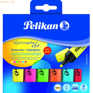 Pelikan Textmarker 490 nachfüllbar VE=6 Stück farbig sortiert von Pelikan