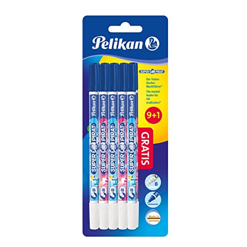 Pelikan Tintenlöscher Super Pirat, Set mit 10 Tintenkillern, Strichstärke B (breit), 9+1 Stück, 317545 von Pelikan