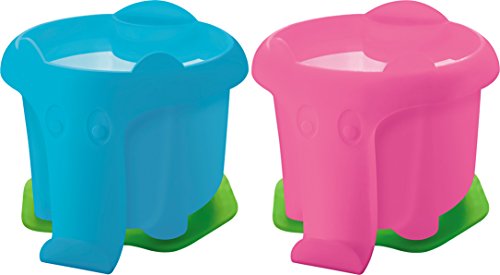 Pelikan Wasserbecher im Elefanten-Design mit Pinselhalter (Doppelpack, Blau + Pink) von Pelikan