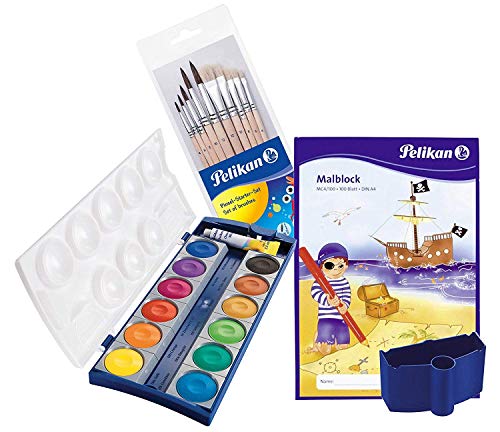 Wasserbox 808246 für Pelikan Deckfarbkasten Schul-Standard blau (Wasserbox, Deckfarbkasten 12 Farben, 10 Pinsel & Malblock, 1) von Pelikan