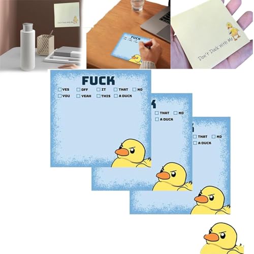 Lustige Enten-Haftnotizen, lustige Enten-Aufkleber, lustige Haftnotizen, lustige Arbeitsaufkleber, Geschenk für Kollegen, Freunde, Bürobedarf (A, 3 Stück) von Pelinuar