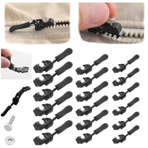 Zipper Repair Replacement Kit,Universal Instant Zipper Fix Sliding Teeth Screw Head with 3 Different Sizes,Replacement Zip Slider for Jacket Backpack Luggage Sleeping Bag (18 Pcs) von Pelinuar