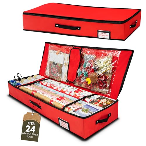 Pelle & Sol Weihnachts-Geschenkpapier-Aufbewahrungstasche – passend für 24 Rollen, reißfester 600D-Organizer, platzsparendes Design, ideal für Weihnachten und Urlaub, Geschenkpapieraufbewahrung und von Pelle & Sol