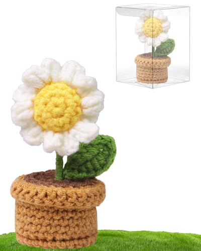 Penandatan Häkelblumen, gestrickte Blumen, künstliche Gänseblümchen, Gänseblümchen-Dekoration, Lehrer-Wertschätzungsgeschenke, lustiges Geschenk für Kollegen von Penandatan