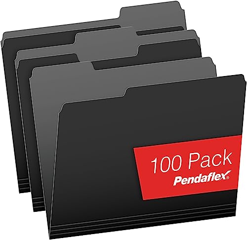 Pendaflex Aktenordner, Briefform, 1/3-Schnitt, Innenordner für Dokumente, Schwarz, 100 Stück pro Box von Pendaflex