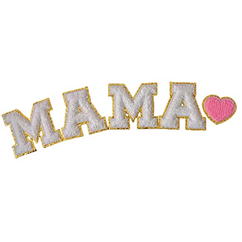 Mama Aufnäher zum Aufbügeln, 5 Stück Alphabet Patch, Mama Patches Liebe Herz Patch für DIY Supplies (Mama, mehrfarbig) von Pendant of Luck