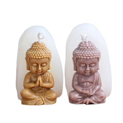 2 Stück Kerzen Silikonform, 3D Buddha Silikon Kerzenform, Kerzenform zum Gießen, Silikonformen Gießformen für Kerzen Sojawachs Duftkerze Backen Fondant Kuchen Seife Epoxidharz Bastel Ornamente von Penlimly