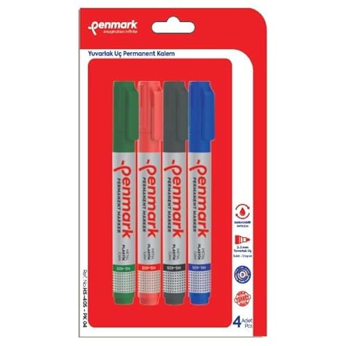 Penmark Permanent Marker Rundspitze Set mit 4 Lu Vakuum-Blisterblister von Penmark