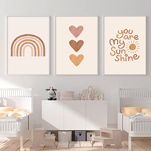 Boho Kinderzimmer Wandkunst You Are My Sunshine Wandkunst Regenbogen Leinwand Kinderzimmer Bilder Dekor Kinderzimmer Drucke Boho Kinderzimmer Dekor für Mädchen Boho Kinderzimmer Kunstwerk für Baby von Pennclys