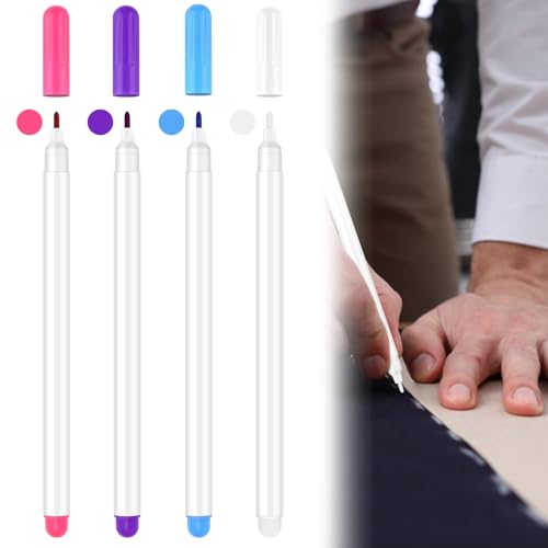 4 Stück Markierstifte Wasserlöslicher Stift für Stoff, Trickmarker Nähen, 4 Farbe Verschwindende Trickmarker Nähen, Stoff Markierstifte zum Quilten, Nähen, Basteln, Schneidern von Penriter