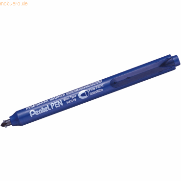 12 x Pentel Permanentmarker mit Druckmechanik Rundspitze 1mm blau von Pentel