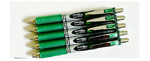 5 x Pentel BL77 - Energel-Kugelschreiber, Tintenroller GRÜNE FARBE. 0,7 mm Metallspitze. Gummi-Griffzone. BL77-D x5. von Pentel