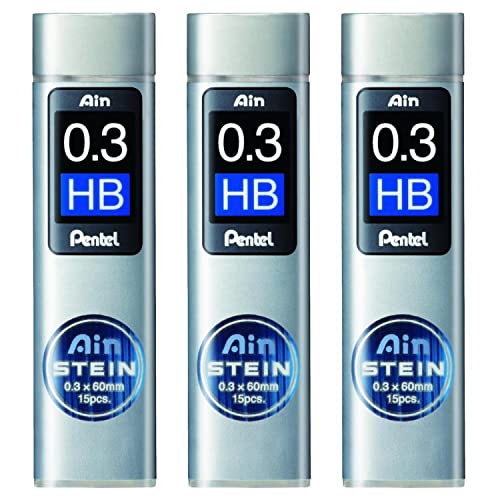 PENTEL AIN STEIN C273 Härtegrad HB, 15 Minen, 0,3 mm, 3 Stück von Pentel