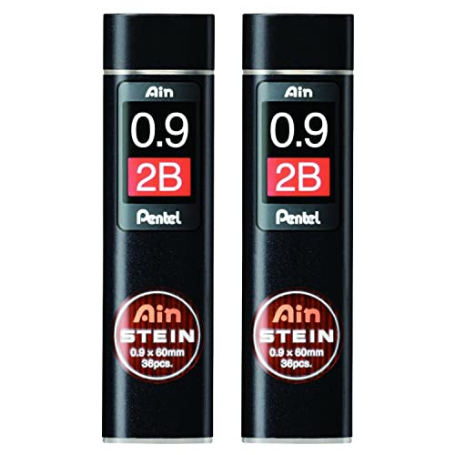 PENTEL AIN STEIN C279, Härtegrad 2B, 36 Minen, 0,9 mm, 2 Stück von Pentel