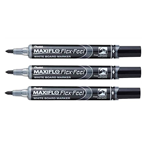 PENTEL MAXIFLO Flex-Feel Whiteboard-Marker, Schwarz, 3 Stück von Pentel