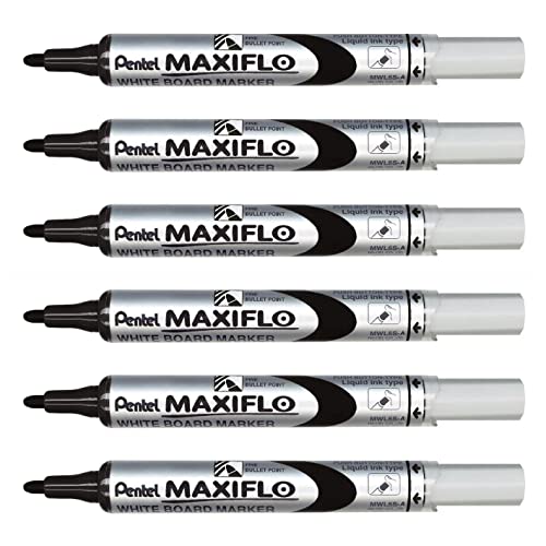 PENTEL MAXIFLO MWL5S Whiteboard-Marker, schwarz, 6 Stück von Pentel